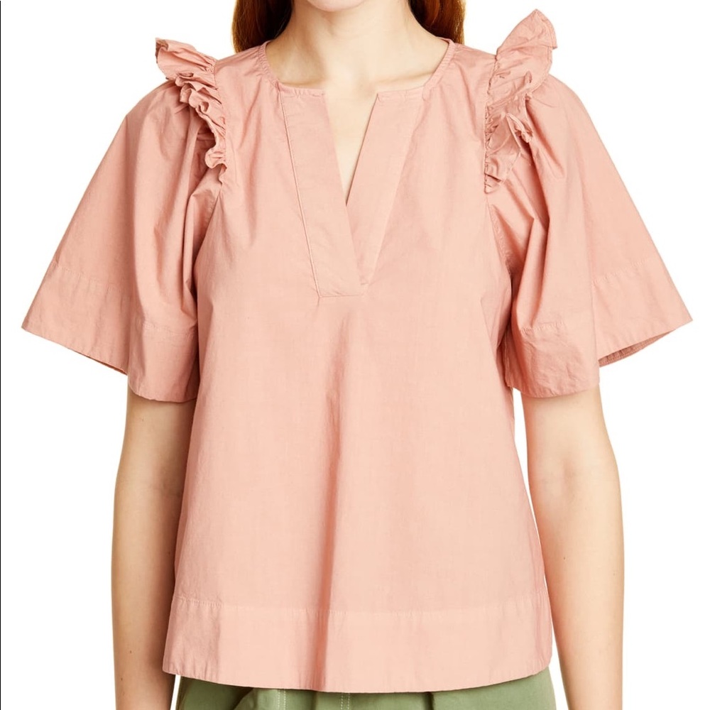 Linen puff sleeve Top